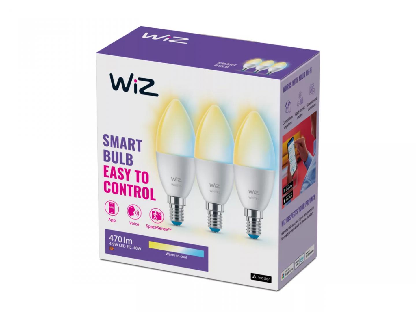 overlay_a744a0b1357d070216f58968308f7fea.jpg 3 Becuri LED inteligente WiZ Connected Whites C37, Wi-Fi, E14, - imagine 1