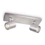 Spot Dublu Philips Runner, 2xGU10, 2x20W, IP20, 10.9x30.5x9cm, Metal ,Argintiu - imagine 2