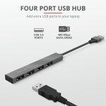Hub USB Trust Halyx Aluminium, 4 porturi, aluminiu - imagine 3