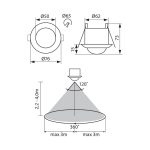 Senzor de miscare incastrat IR Vivalux MOON, 230V, IP20, Ø76x73mm, - imagine 2