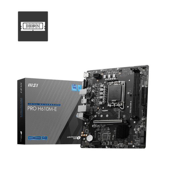 Placa de baza MSI PRO H610M-E, LGA 1700, DDR5, Micro-ATX