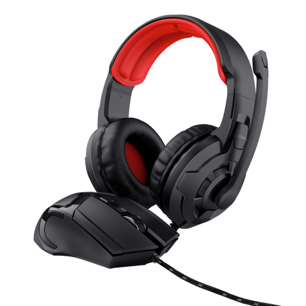 Kit Trust Basics gaming mouse+casti, negru