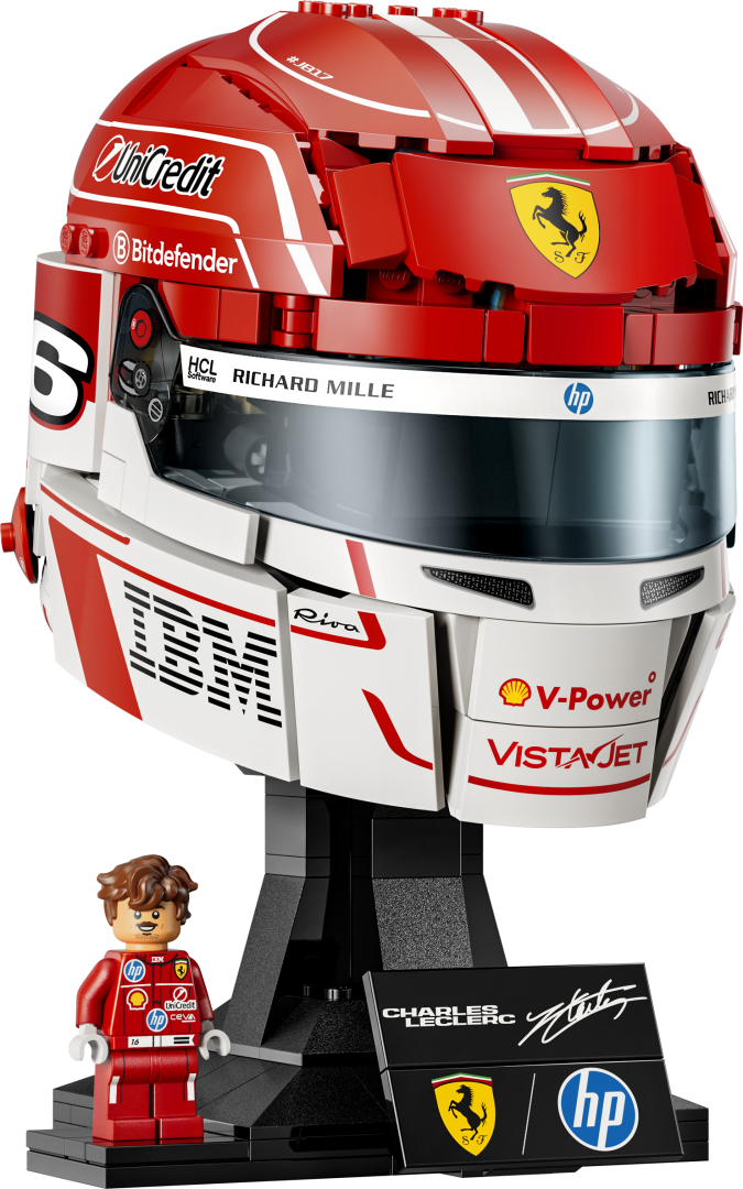 overlay_b69d08a32152ece68292c516060b6b33.png CASCA LUI CHARLES LECLERC SCUDERIA FERRARI HP LEGO43014 - imagine 1