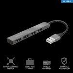 Hub USB Trust Halyx Aluminium, 4 porturi, aluminiu - imagine 2