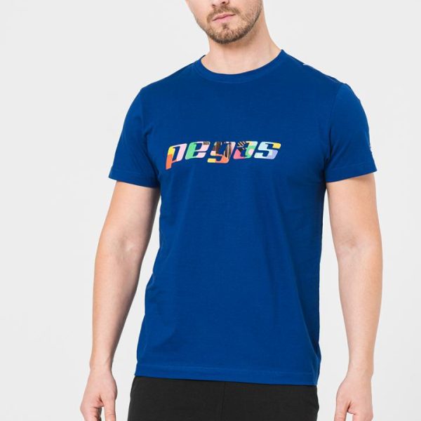 TRICOU  LOGO MULTICOLOR BARBATI   ROYAL BLUE-L