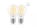 2 Becuri LED inteligente vintage (decorative) WiZ ConnectedFilamentClearA60, Wi-Fi, E27,