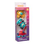 SET 3 VEHICULE ACTIONATE PRIN INERTIE- CAMION ROSU, MASINA DE - imagine 3