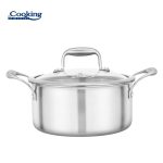 SEMIOALA INOX+CAPAC STICLA 24x12CM, 5L, ATOMIC3, COOKING BY HEINNER - imagine 2