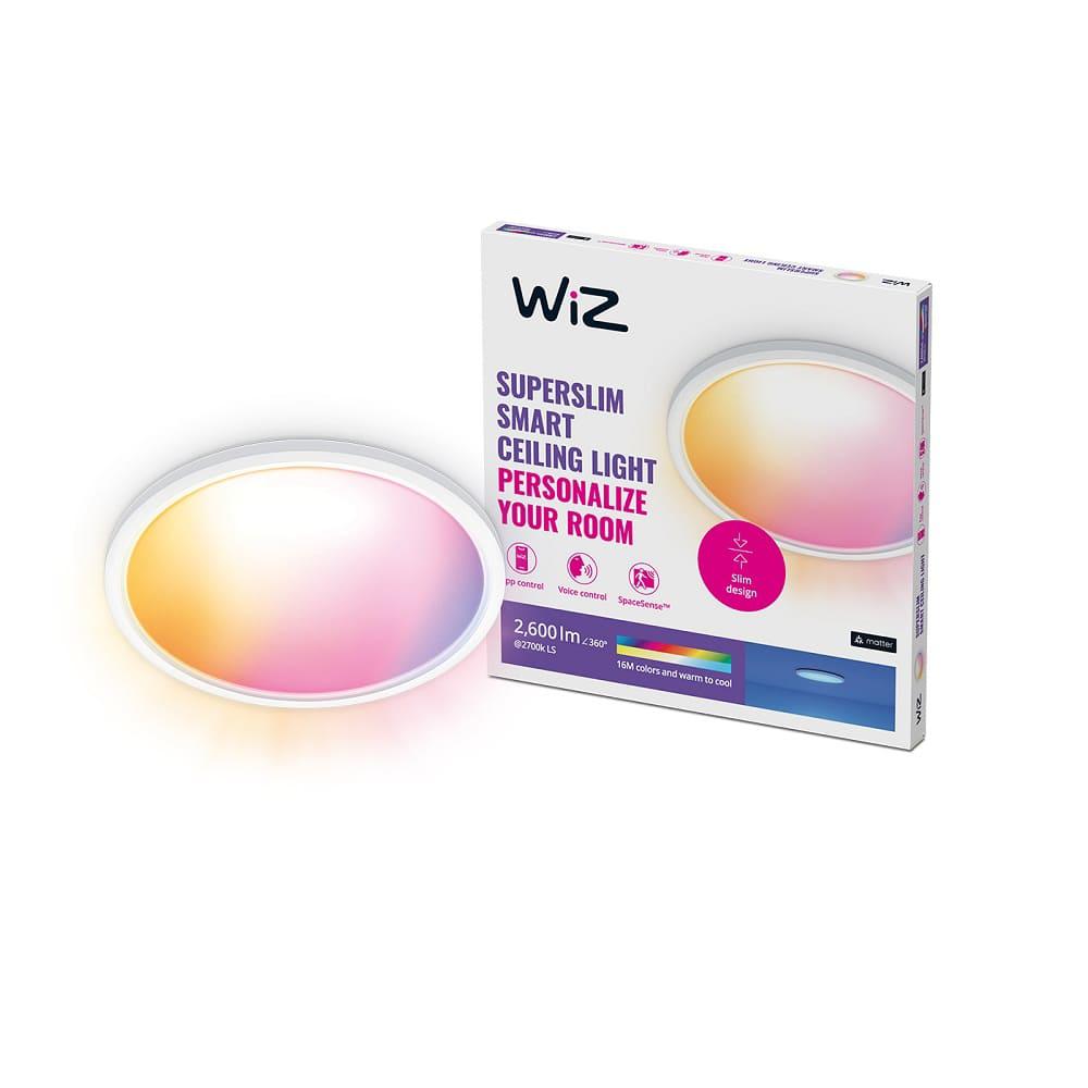 overlay_c4556e1c1941cb9c587ddc7092c39f57.jpeg Plafoniera LED RGB WiZ SuperSlim, Wi-Fi, control vocal, 22W, 2600 - imagine 1