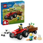 TRACTOR DE FERMA ROSU CU REMORCA SI OI, LEGO 60461
