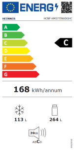 Combina frigorifica HEINNER HCNF-HM377INVDGHC, No Frost, 377 l, Clasa C, - imagine 3