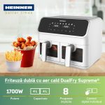 FRITEUZA DUBLA CU AER CALD HEINNER DUALFRY SUPREME HAF-H8DB17WH - imagine 4
