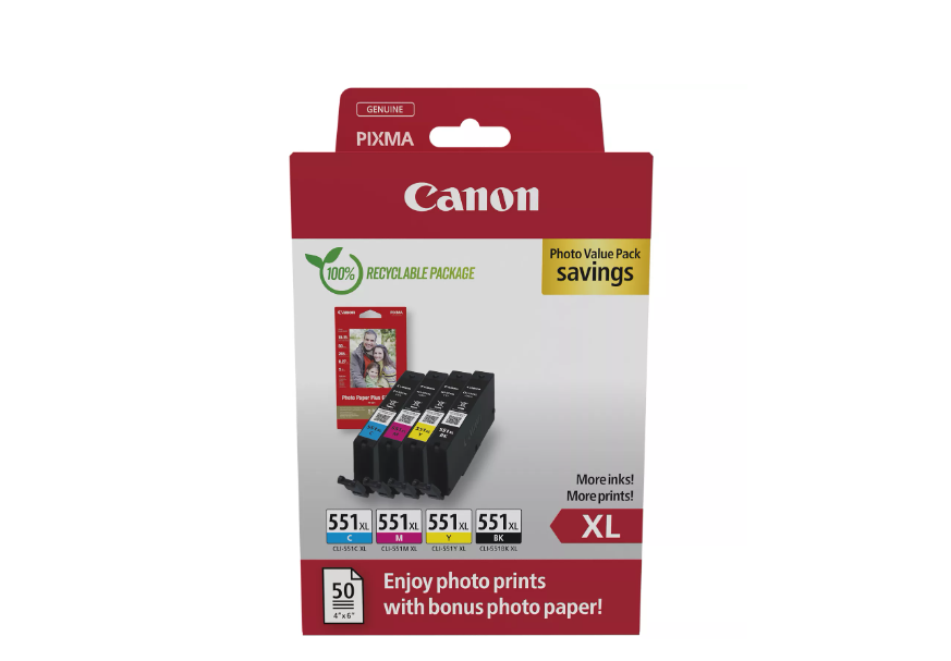 overlay_cce7501b8be87afd7637cd3f0c73387b.png CANON pachet cerneala CLI-551xl Photo value pack, capacitate: black (665 - imagine 1