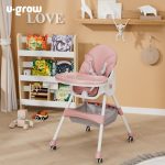 Scaun de masa 2 in 1, pliabil, roz, U-Grow - imagine 5