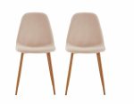 Set 2 scaune dining cu model brodat Bej