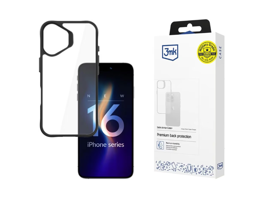overlay_d02dbdebb339acdbb36a1b1182a75250.png Protective cover 3mk Satin Armor Case+ for iPhone 16, Transparent - imagine 1