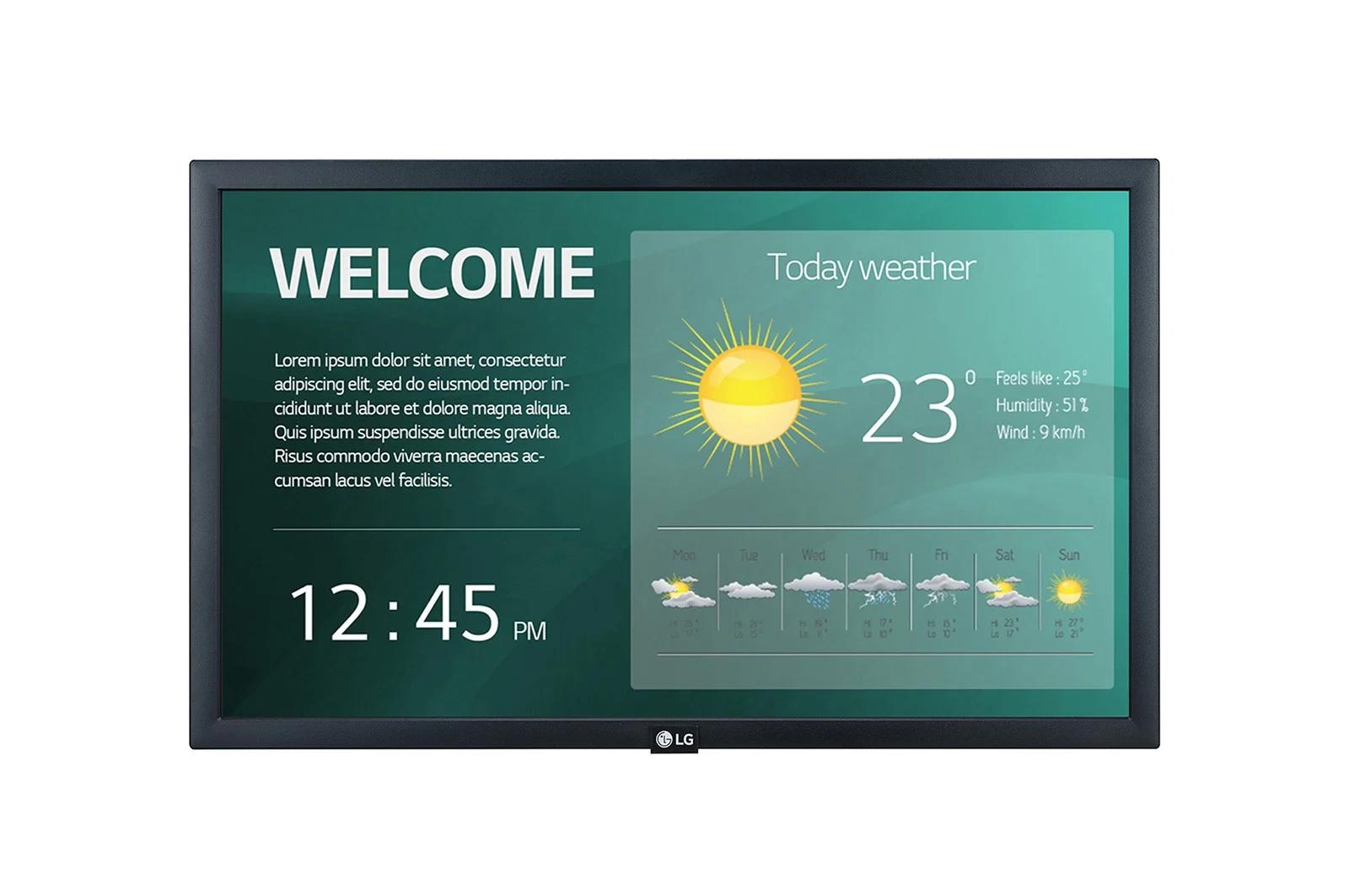 overlay_d4790c5667a83d7173337f54e30031bb.jpg Monitor signage LG, 22", 250nit, 18/7, FHD, panel IPS, E-LED, - imagine 1
