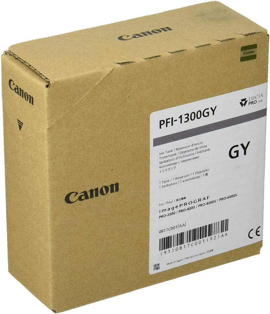 overlay_d91f0539547ba52dd9478c58aba537d8.jpg Cartus cerneala Canon PFI-1300GY, gri, capacitate 330ml, pentru Canon imagePROGRAF, - imagine 1