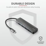 Hub USB Trust Halyx, 4 porturi USB 3.2, negru - imagine 3