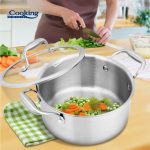 SEMIOALA INOX+CAPAC STICLA 24x12CM, 5L, ATOMIC3, COOKING BY HEINNER - imagine 6