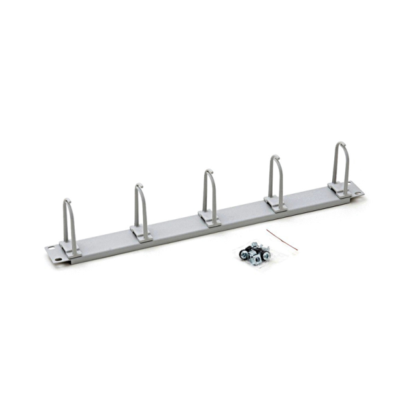 Organizator cabluri 19", 1U, 5 inele de plastic mari 40x83mm