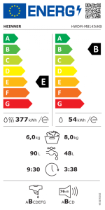 Masina de spalat rufe incorporabila HEINNER HWDM-M814IVKB, 8/6 Kg, 1400 - imagine 2