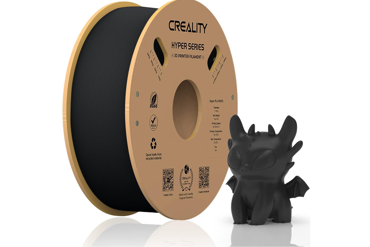 overlay_e52f52480631825b74406015777b1c53.png CREALITY HYPER PLA 3D Printer Filament, Black, Temperatura printare: 200-220 - imagine 1