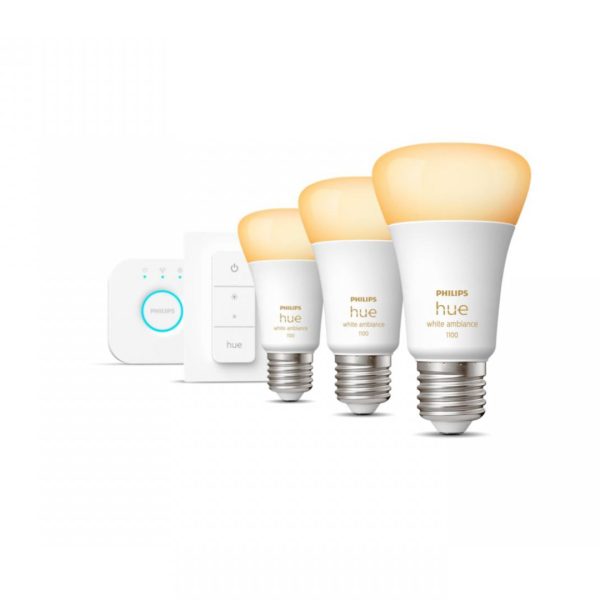 Pachet 3 Becuri LED inteligente Philips Hue A60, Bluetooth, E27,8W(75W),