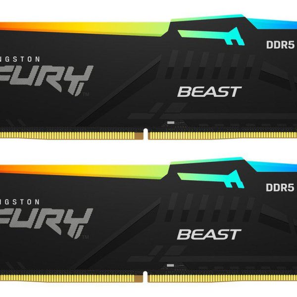 Memorie RAM Kingston FURY Beast RGB, 64GB DDR5, 6000MHz, CL30
