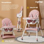 Scaun de masa 2 in 1, pliabil, roz, U-Grow - imagine 3
