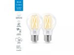 2 Becuri LED inteligente vintage (decorative) WiZ ConnectedFilamentClearA60, Wi-Fi, E27, - imagine 2