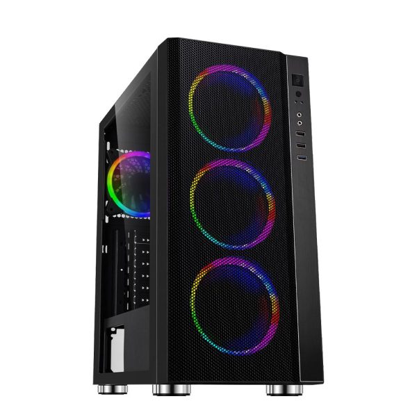 Carcasa SPACER SPCS-GC-RAINBOW, RGB, Mid Tower, Black