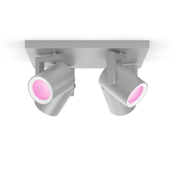Spot LED RGB Cvadruplu Philips Hue Argenta, Bluetooth, 4xGU10, 4x5.7W