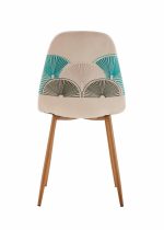 Set 2 scaune dining cu model brodat Bej - imagine 4