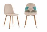 Set 2 scaune dining cu model brodat Bej - imagine 3