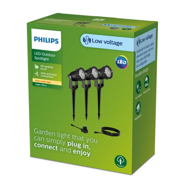 Kit 3 Spoturi LED pentru exterior cu spike Philips CAPER