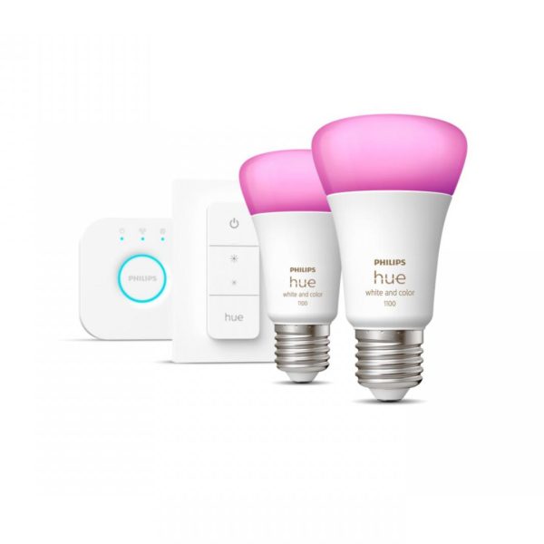 Pachet 2 Becuri LED RGB inteligente Philips Hue A60, Bluetooth,